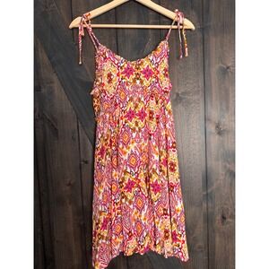 Patrons‎ of Peace XS Mini Dress Sleeveless Pink Orange Patterned